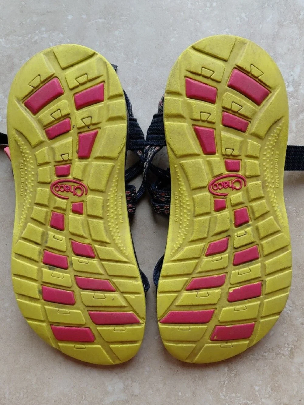 Chaco Navy Blue Sandals with Pink Accent